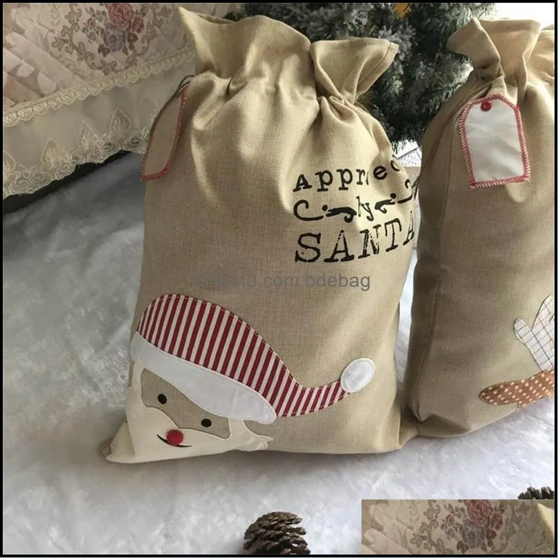 christmas decorations 50x70cm gift bags pingan fruit linen drawstring bag party supplies 831 b3