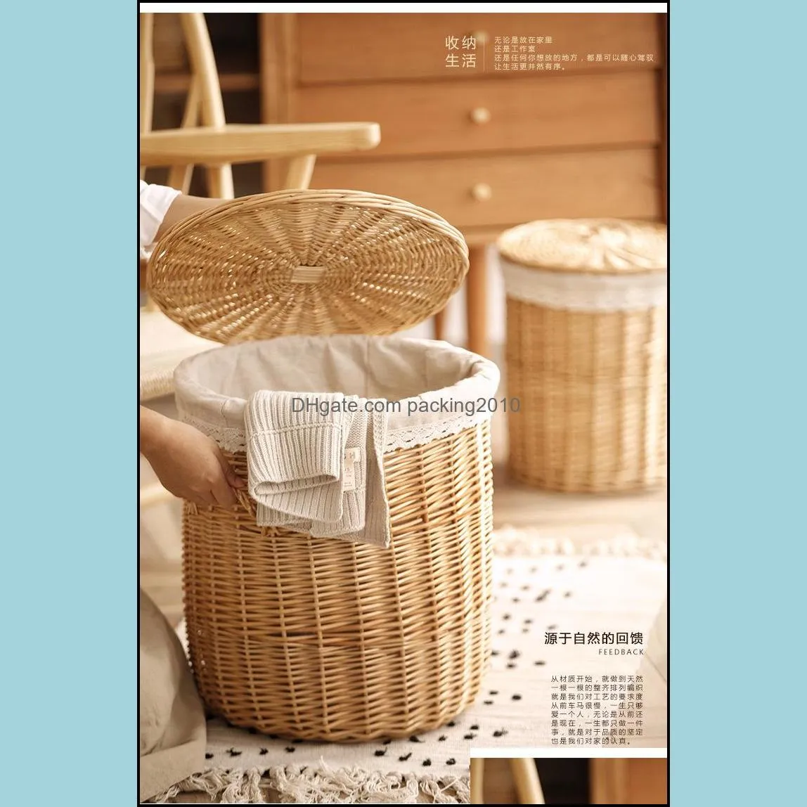 other laundry products wicker dirty basket hamper frame storage box hot pot shop weaving clothes t200224 340 s2