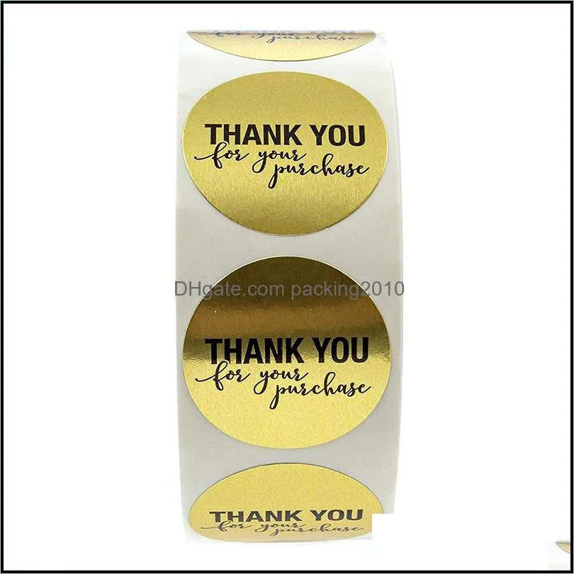 new pattern thank you stickers sticker roll gilding paster handmade circular thin envelope seal stationery decorate opp 6zq d2