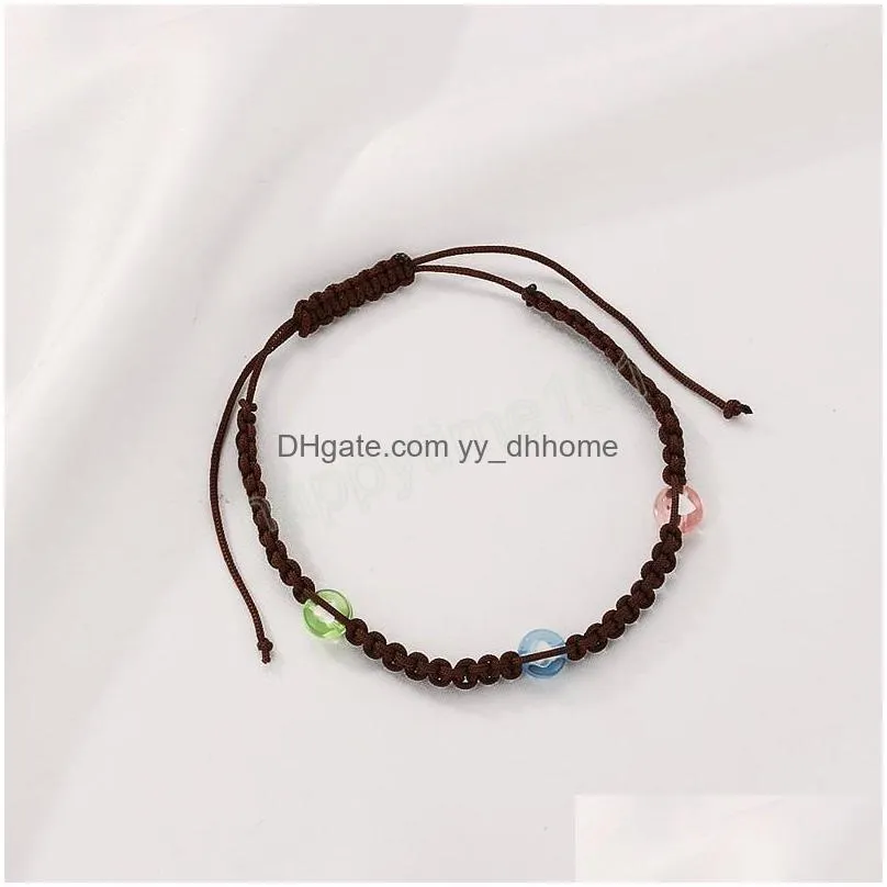 bohemian woven rope bracelets for women men adjustable lucky crystal rope knot bracelet jewelry gift wholesale