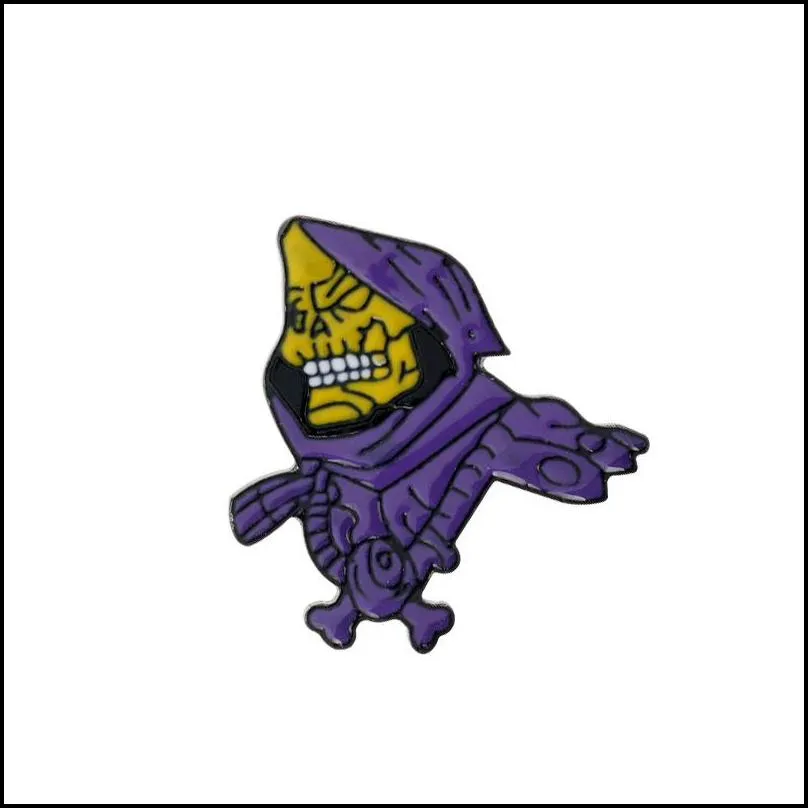 skull purple hood enamel pins badge brooch bag clothes lapel classic cartoon jewelry gifts wholesale 6201 q2