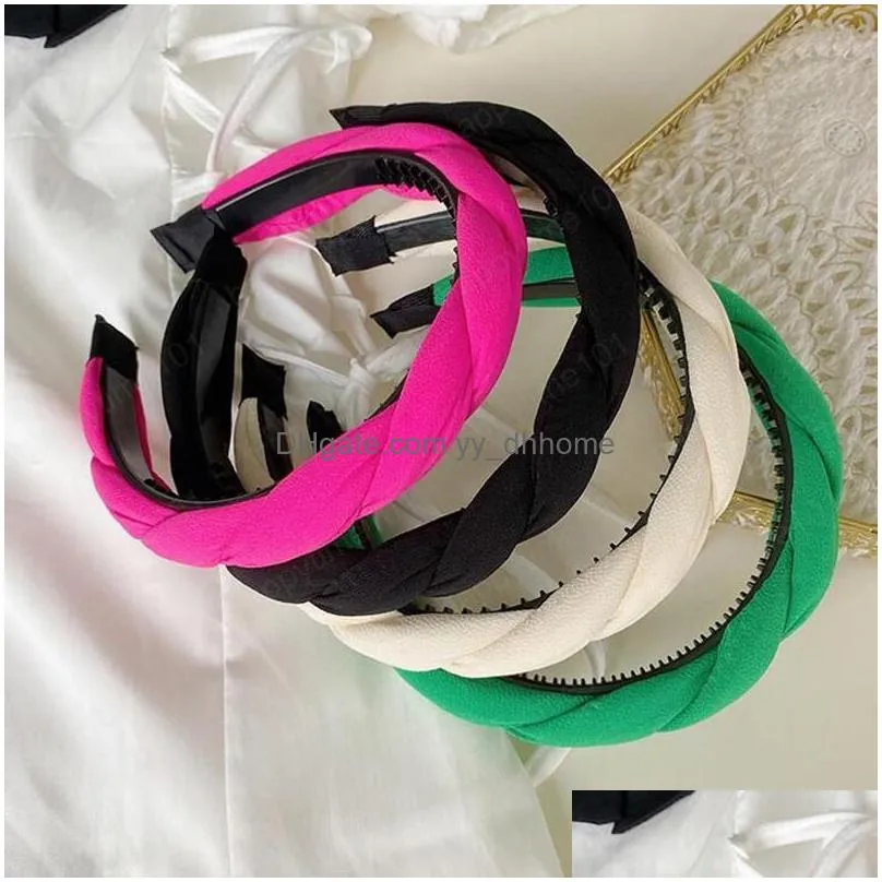 fashion women hairband braid headband solid color casual turban nonslip teeth headwear autumn hair accessories