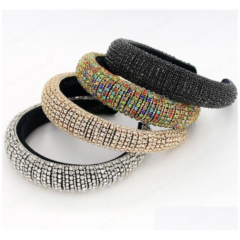   headbands hair bands for women brides shiny padded diamond headband hair hoop fashion party jewelry accessories