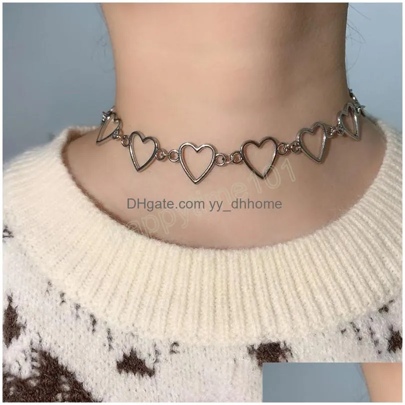 hollow sweet love heart choker necklace for women girls girlfriend gifts cute necklace collar neck fashion party jewelry