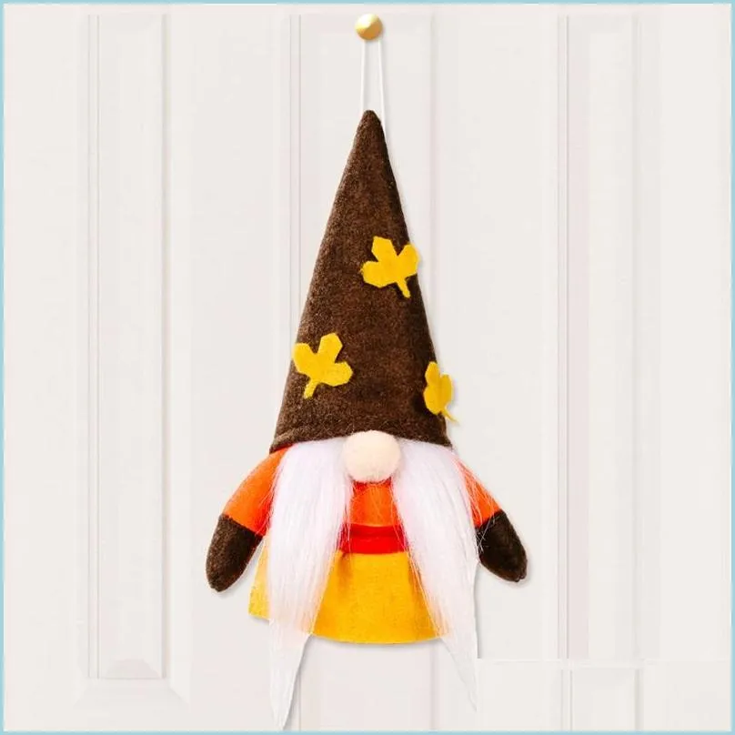 rudolph autumn doll pendants party gift kids plush beard maple leaves dolls hanging wall harvest festival halloween decorate 3 3cy q2