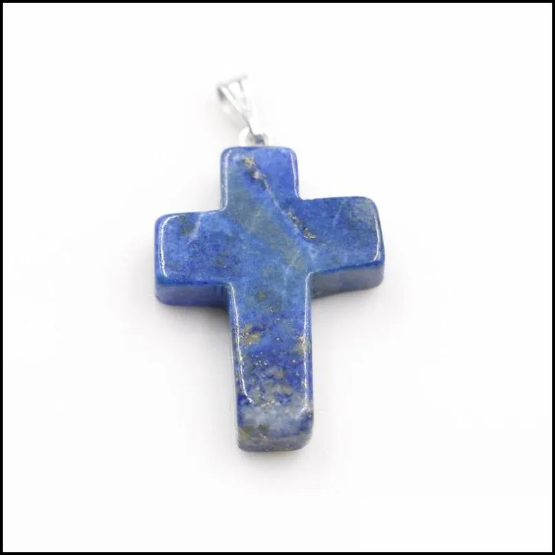 wholesale 50pcs/lot charms high quality cross pendant natural crystal stone pendants for jewelry making earring 257 w2