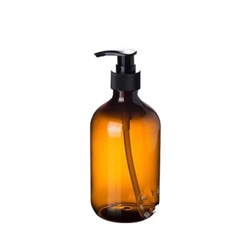 300ml tea color pressure pump bottle pet thin neck shower gel shampoo bottles soap dispenser bath accessories 1 75xmh1