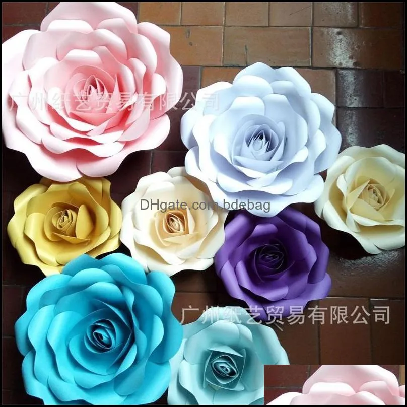 thickening paper flower wedding ceremony decoration huge rose 3d display window manual flowers party supplies novelty gift 26zy3 ii kk