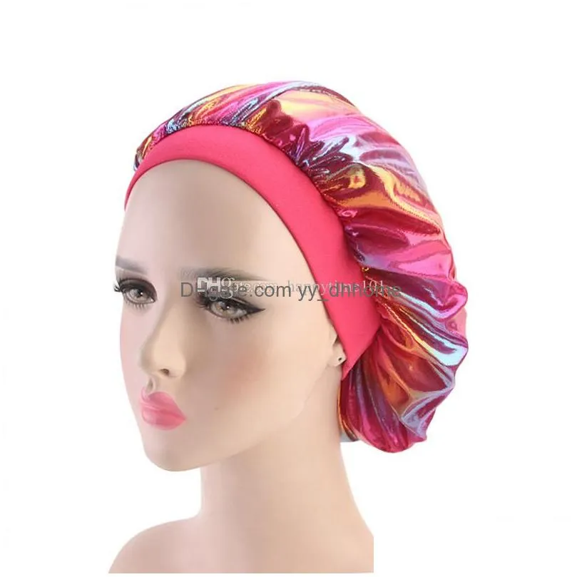 muslim women wide stretch silk satin breathable bandana sleeping turban hat headwrap bonnet chemo cap hair accessories