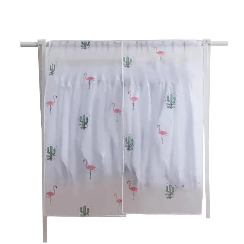 dust clothes cover magic stick 90x110cm home cabinet bag peva flamingo fruit printed suits jacket hanging hanger dustproof 5 5ws