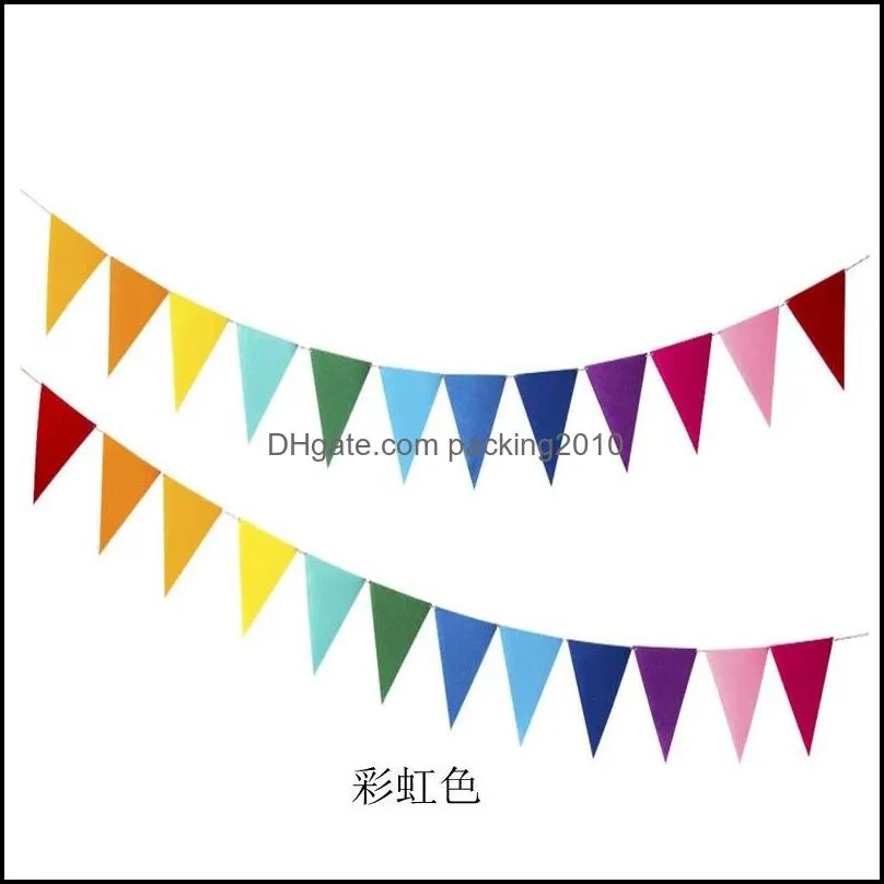 non woven decorative objects fabric pennant party decorations triangle colorful birthday flag pulling childrens kids room banner festive 2 5xy