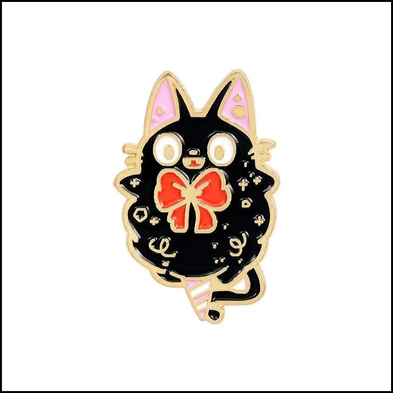 black cat jiji enamel pins cartoon movie brooches custom animal badge for bag hat clothes lapel pin collar jewelry gift kids 1471 d3