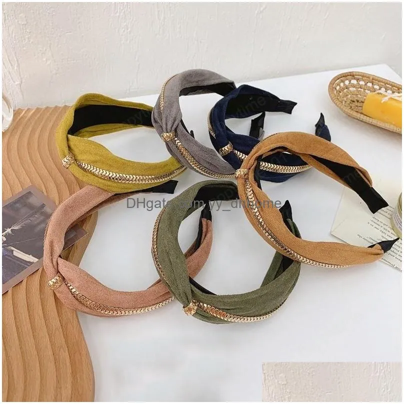 fashion suede hairband for women hair accessories headband metal zipper decoration wide hair band hoops for adult headwear