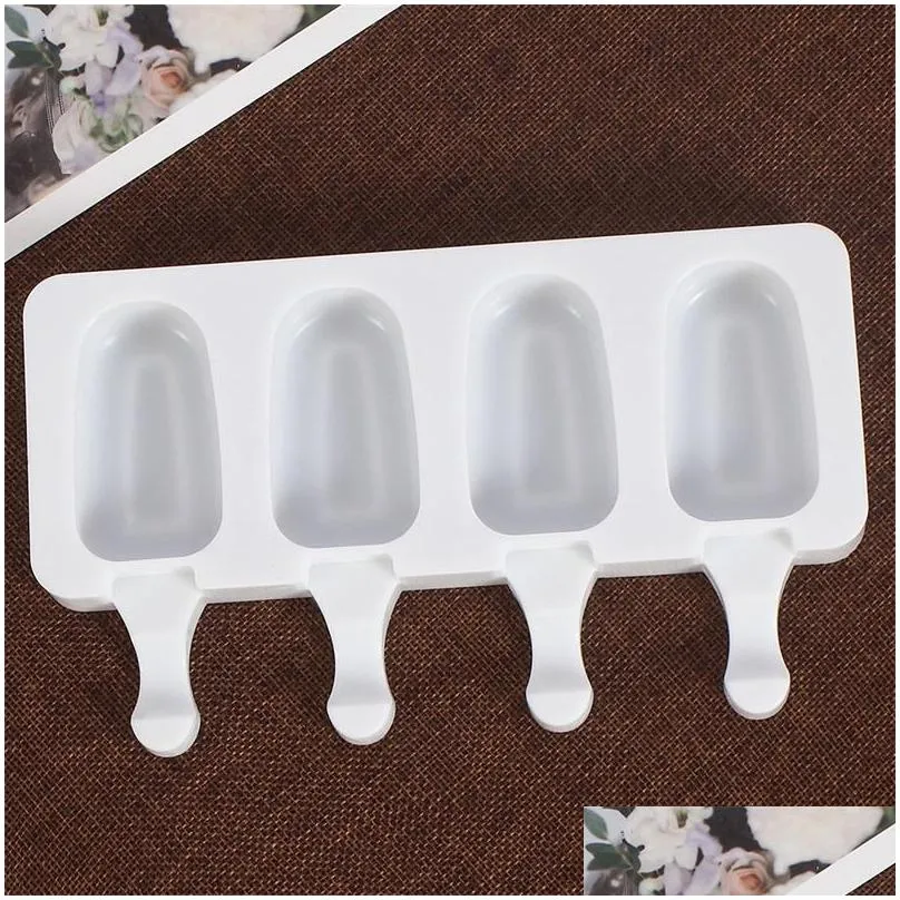 silicone ice cream mold household popsicle moulds ellipse big small size durable molds simplicity 5 5fs p2