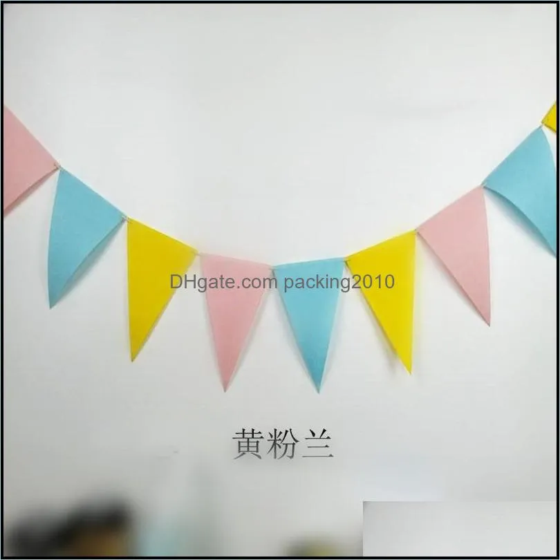 non woven decorative objects fabric pennant party decorations triangle colorful birthday flag pulling childrens kids room banner festive 2 5xy