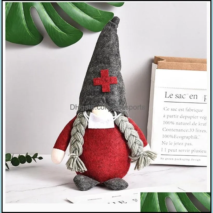 doctor nurse faceless plush doll christmas party santa cross cap beard braid toys festival supplies home xmas ornaments gifts 7 5gl1