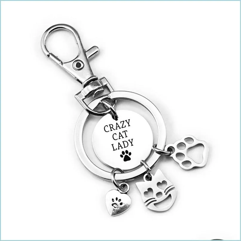 stainless steel keys buckle key chains crazy cat lady claw ring women fashion love decorative 7 99ml uu