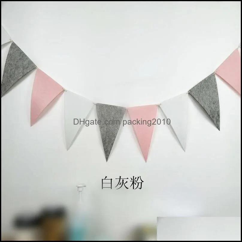 non woven decorative objects fabric pennant party decorations triangle colorful birthday flag pulling childrens kids room banner festive 2 5xy