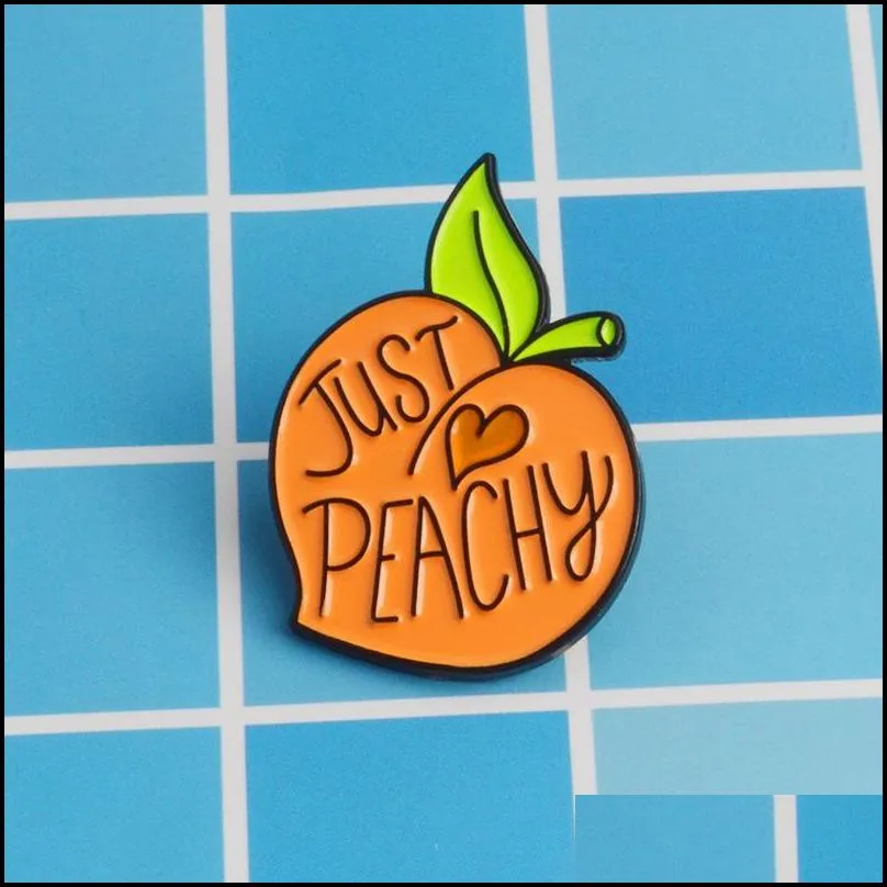 just peachy cute small funny enamel brooches pins for women christmas demin shirt decor brooch pin metal kawaii badge fashion jewelry 6181