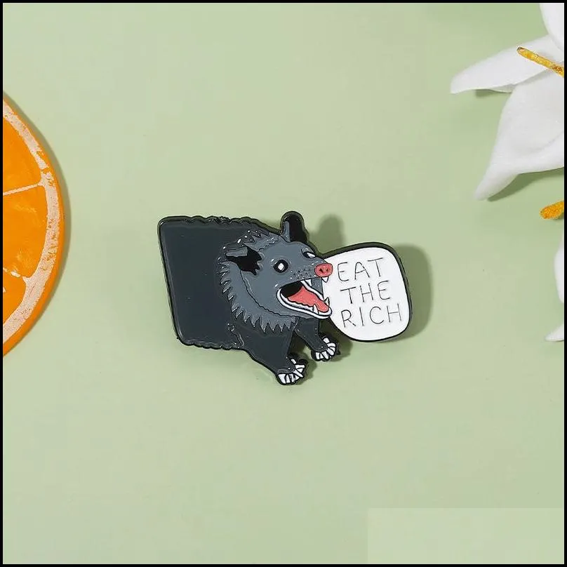 enamel brooches pins pig eat the rich lapel badges animal quotes brooch jewelry 1478 e3