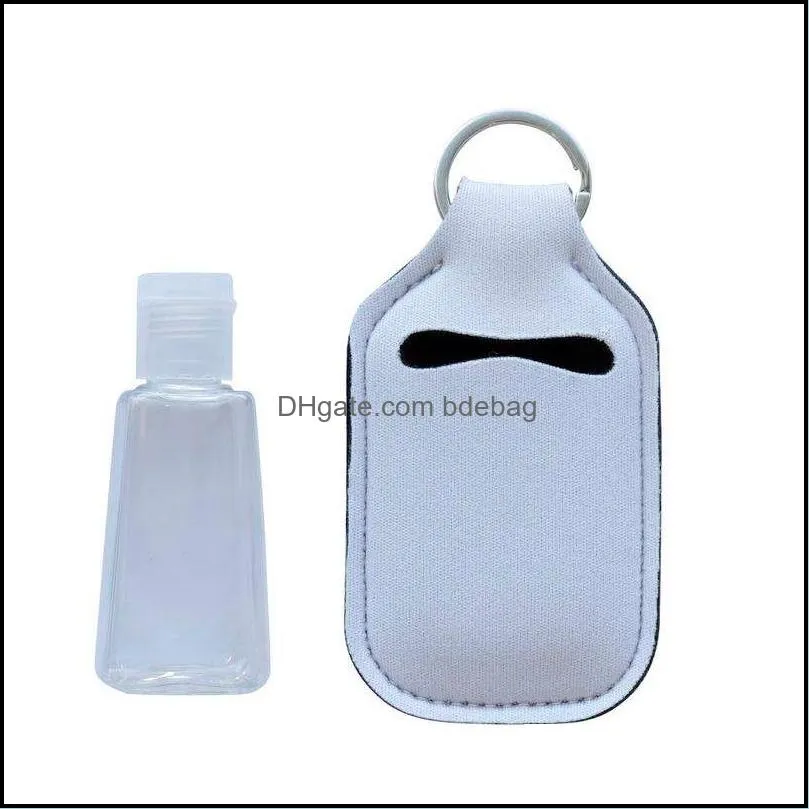 white liquid soap 30ml keybuckle bottles sleeve keychain neoprene hand sanitizer holder keyring without bottle portable compact 1 4ex