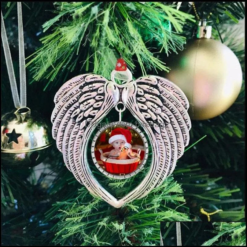 christmas decorations ornament 2020 angel wing love heart personalized tree tags diy pendants 3 9hl h2