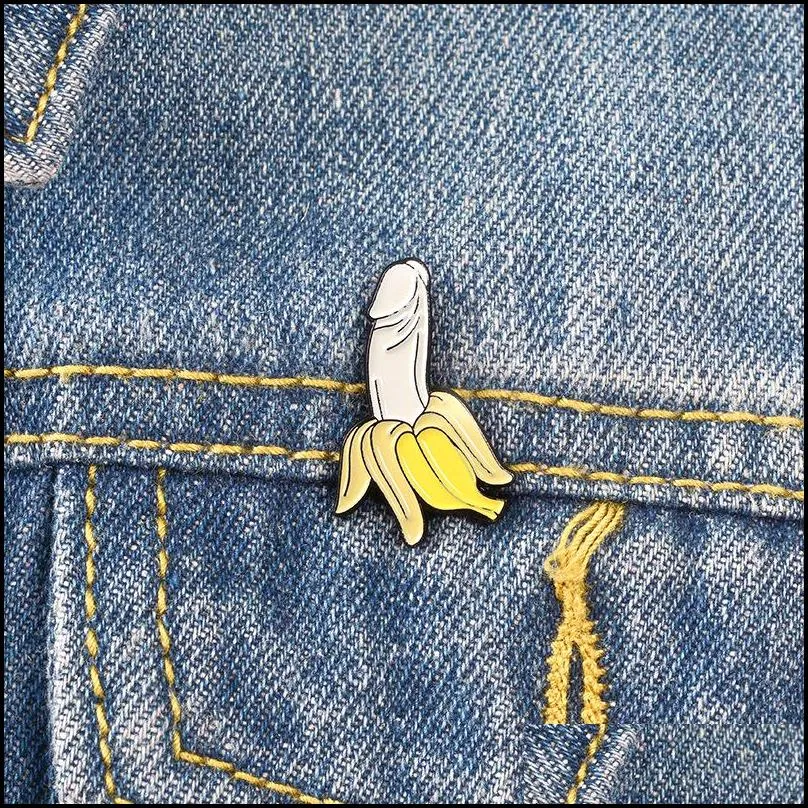 banana brooch pin fruit plant organ enamel badge adult funny cartoon jewelry women friend wholesale 1465 d3