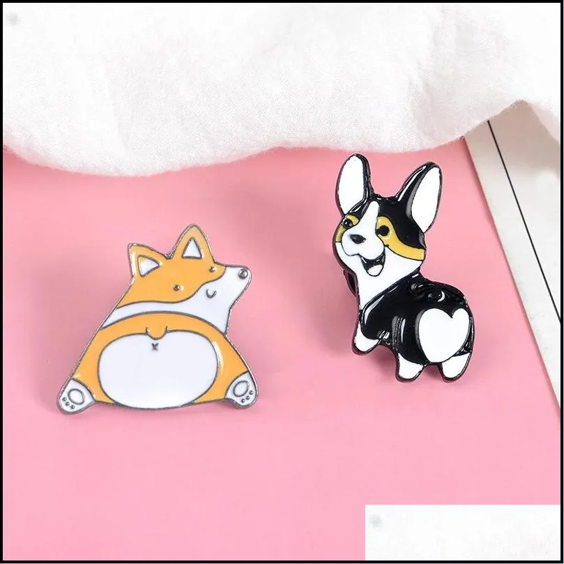 corgi butt enamel pins sweety cute dogs badge brooch bag clothes lapel pin cartoon animal jewelry gift for fans kids friend 1478 d3