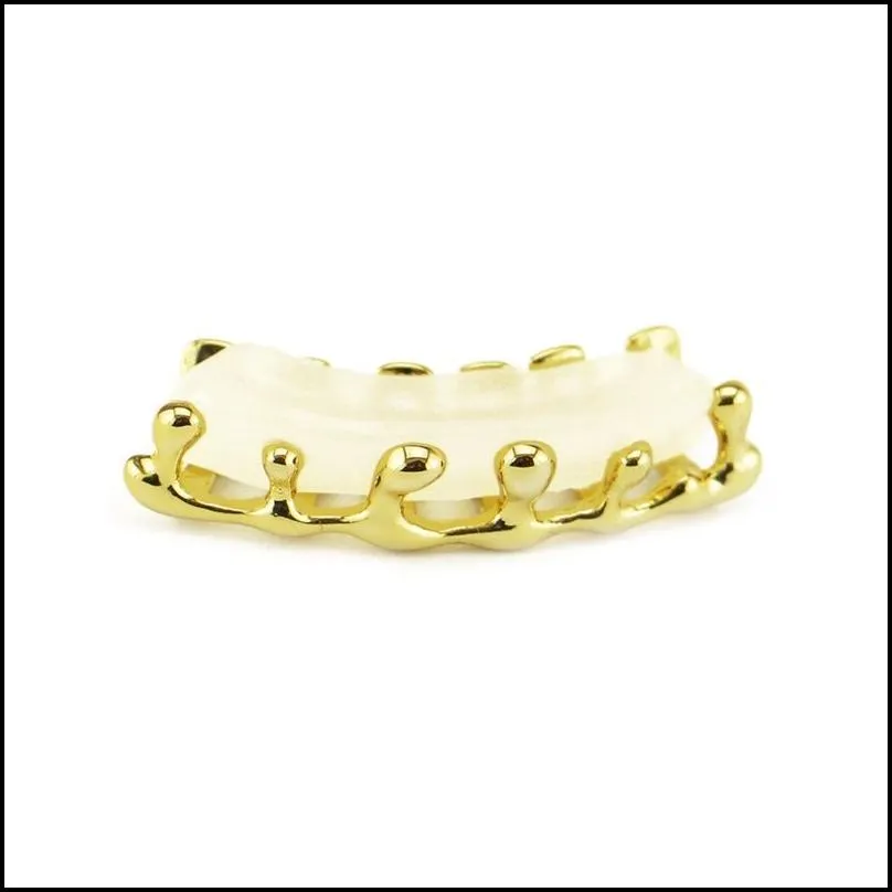 gold silver grillzs single tooth grillz cap top bottom grill bling custom teeth volcanic rock drop shape punk hip hop jewelry 2534 e3