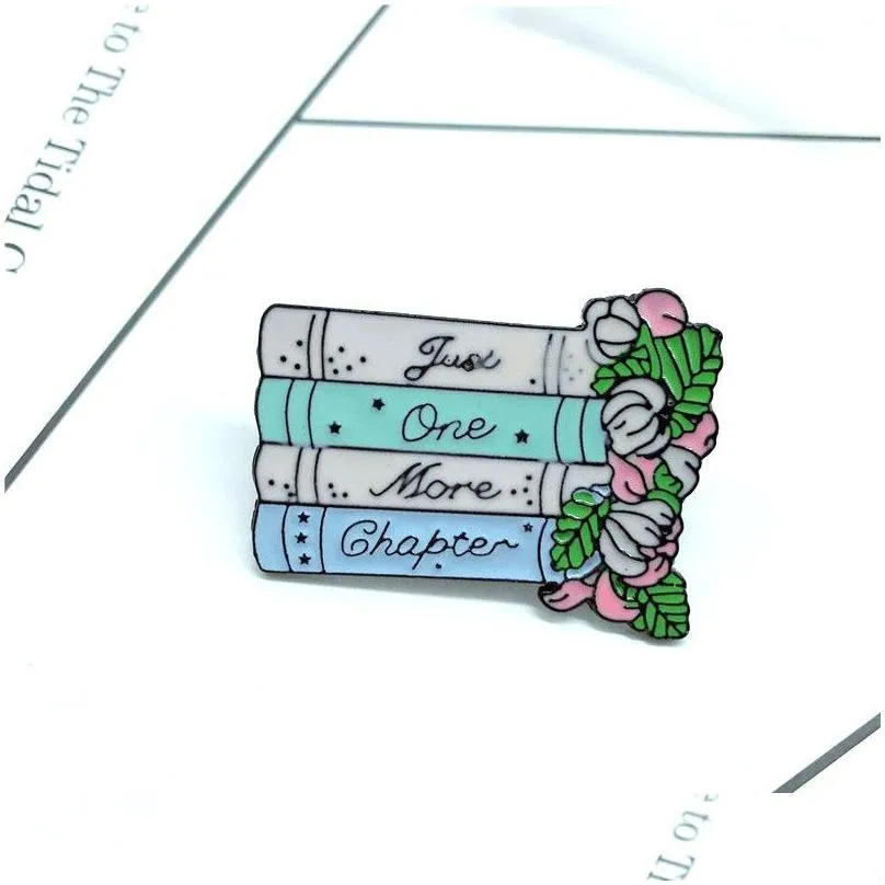 cartoon colorful book flower brooches paint funny enamel lapel pins alloy brooch for women european fashion denim jacket shirt badge jewelry gift bag