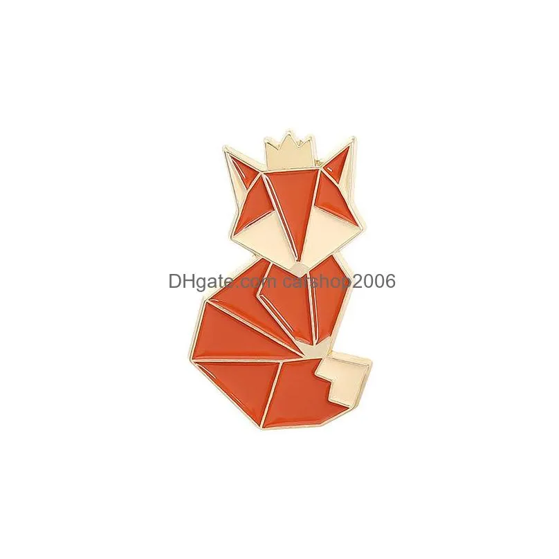 creative geometry animal brooch set 5pcs koala rabbit dog panda fox shaped enamel paint badges for boys pin shirt jewelry gift clothes