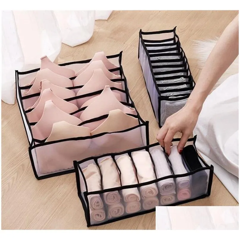 drawer type bras packing boxs home supplies adult children underwear underpants socks black grey storage box 6 5ly3 j2