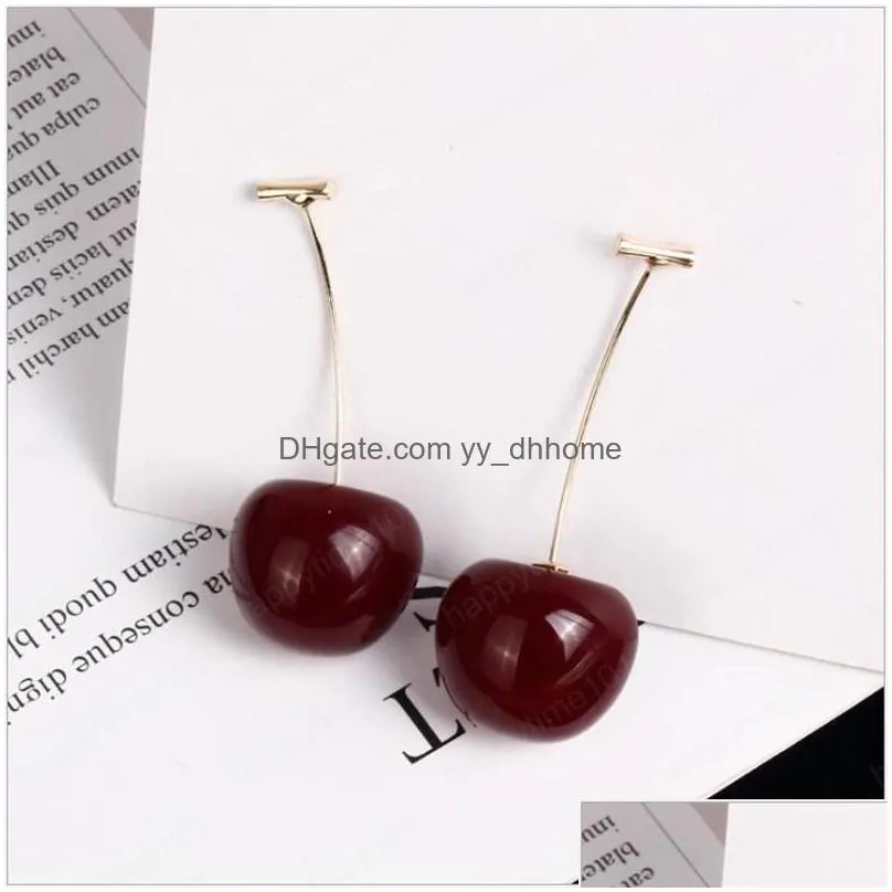 fashion korean simulation cherry dangle earring simple acrylic resin cute earring for women elegant jewelry accessories