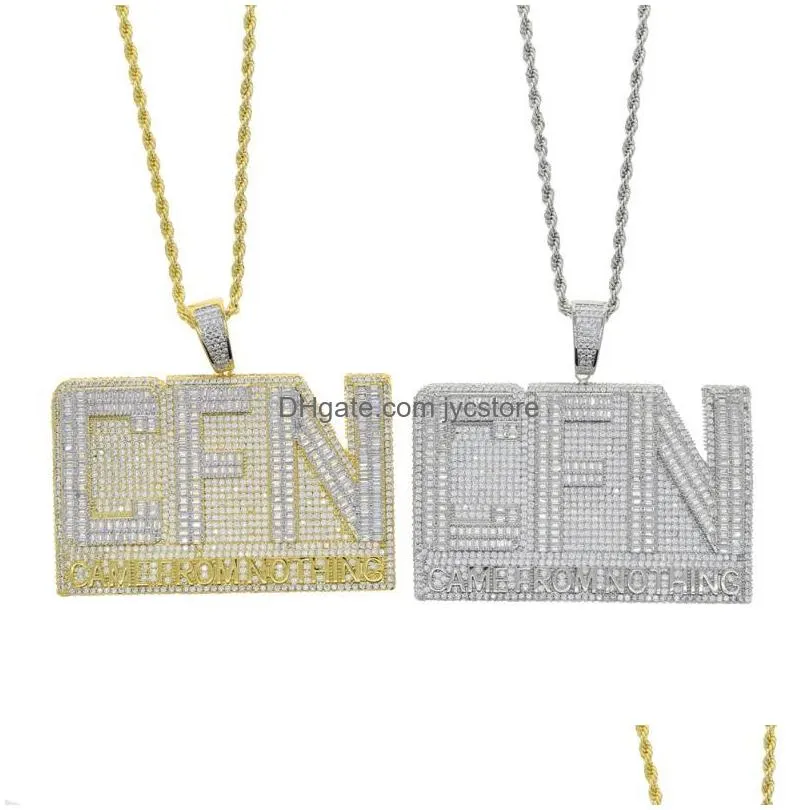 chains iced out sparking cubic zirconia letter came from not thing pendant personality trendy fashion hip hop 5a cz cfn charm necklace