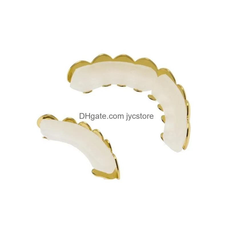 mens gold grillz teeth set fashion hip hop jewelry high quality eight 8 top tooth six 6 bottom grills