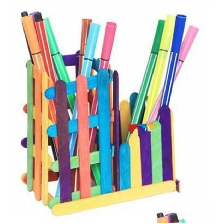 diy ice cream sticks multi colors wooden popsicle stick for children manual hand crafts art factory direct sale 3xs vb