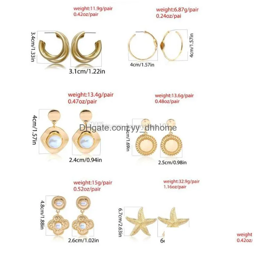  bohemian geometric drop earrings for women fashion gold color irregular circle starfish pearl dangle earring statement jewelry