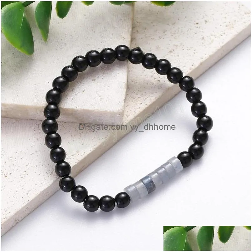 trend black bead natural colored emperor stone spacer beads bracelet 6mm yoga elastic bracelets for women fashion jewelry