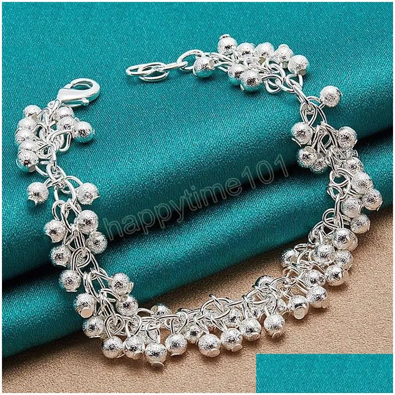 925 sterling silver matte full beads ball chain bracelet for women wedding engagement party fashion jewelry