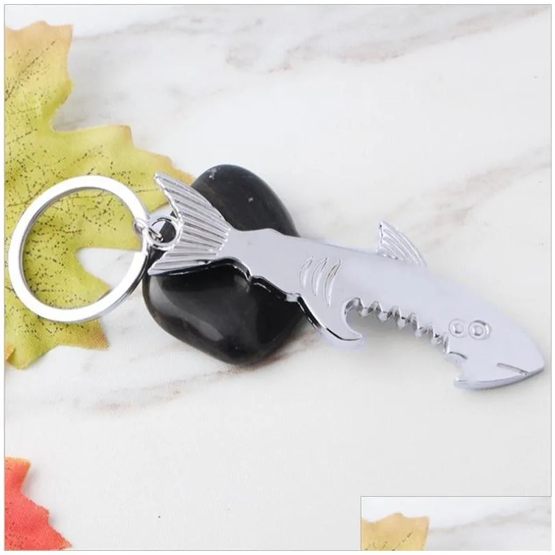 bottle opener keychain promotion gift customized shark shaped zinc alloy beer keys chain women men key rings d 120 j2