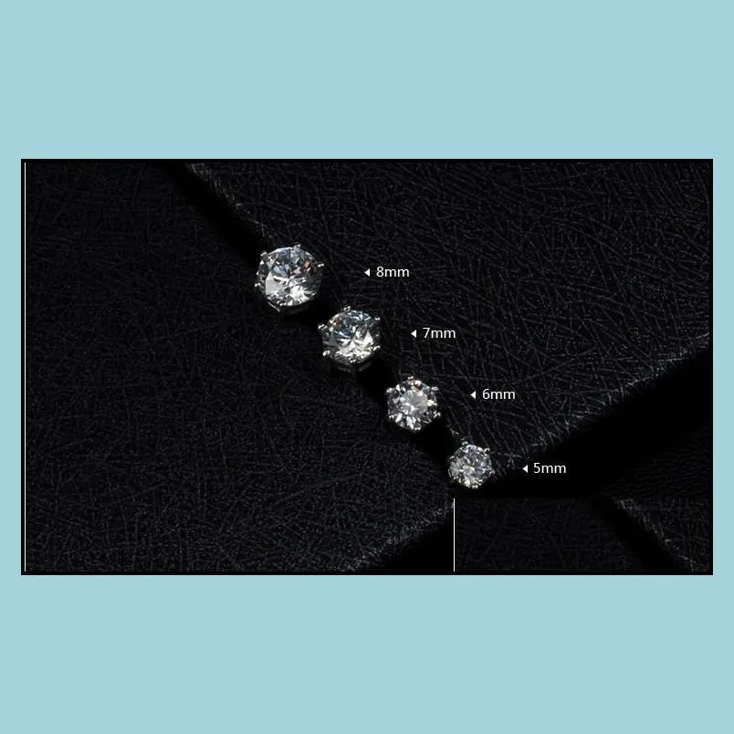 mens womens lovers stud earrings jewelry fashion 0 5ct 1ct 2ct 6 prong 100 silver moissanite diamond earrings