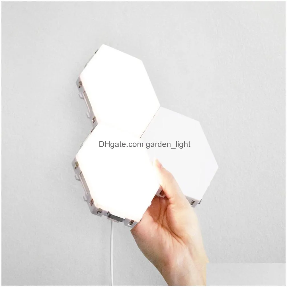 colorful quantum lamp led hexagonal lamps modular touch sensitive night light magnetic hexagons creative decoration wall lampara