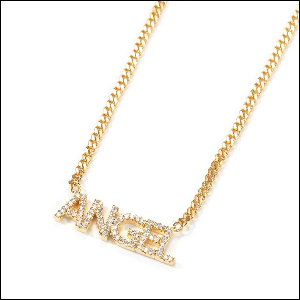 custom name necklace mini letter with cuban chain cubic zirconia personalized pendant necklaces fashion hiphop jewelry