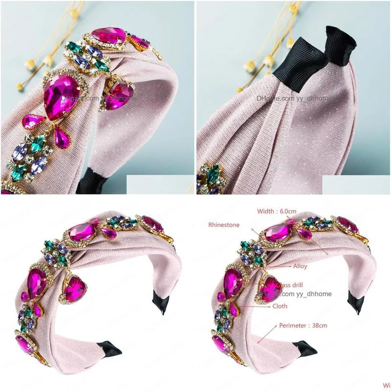 luxury multi color crystal pendant headbands gorgeous geometric beaded bowknow hairband bridal wedding crowns