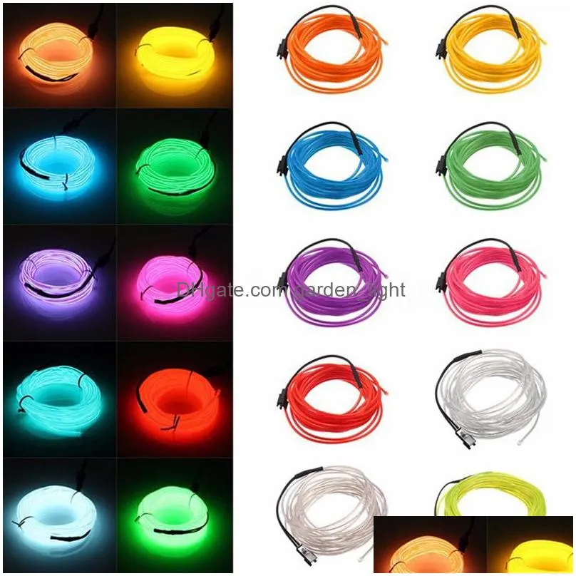 flashing el wire neon lighting lamp 1m  5m flexible battery power led ribbon light cold light stage props strip light 10 colors