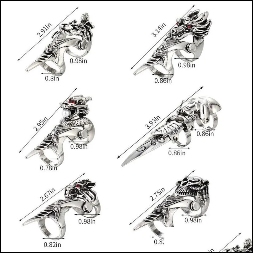 cluster rings mens knuckle joint full finger double ring punk rock gothic hinged loop activity armor for men women