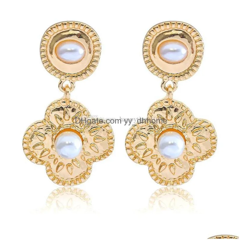  bohemian geometric drop earrings for women fashion gold color irregular circle starfish pearl dangle earring statement jewelry