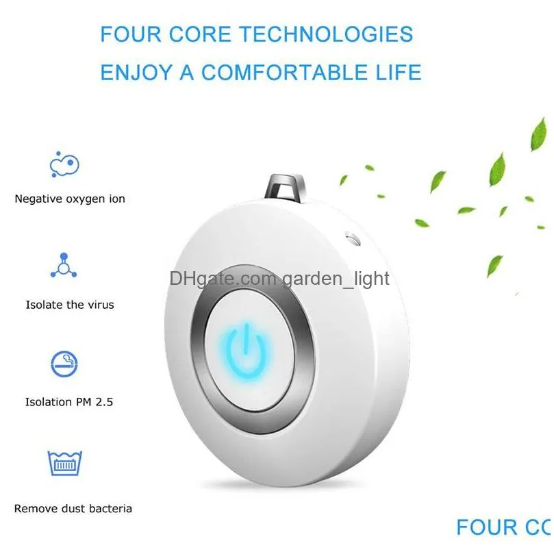 novelty lighting personal air purifier necklace usb portable wearable mini negative ion airfreshener no radiation low noise