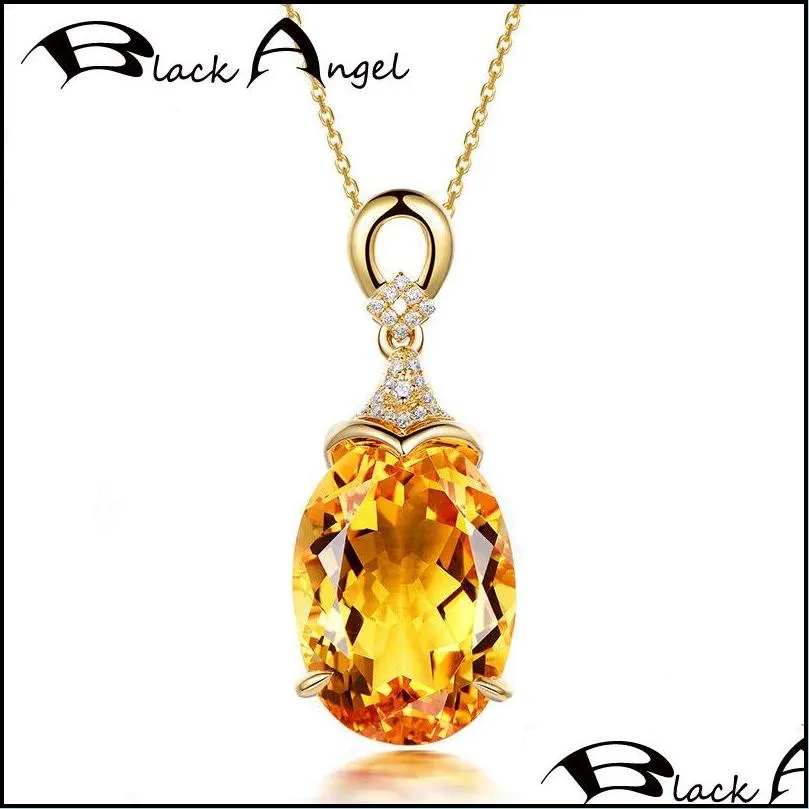 luxury mermaid 18k gold citrine gemstone pendant necklace for women fashion jewelry christmas gift