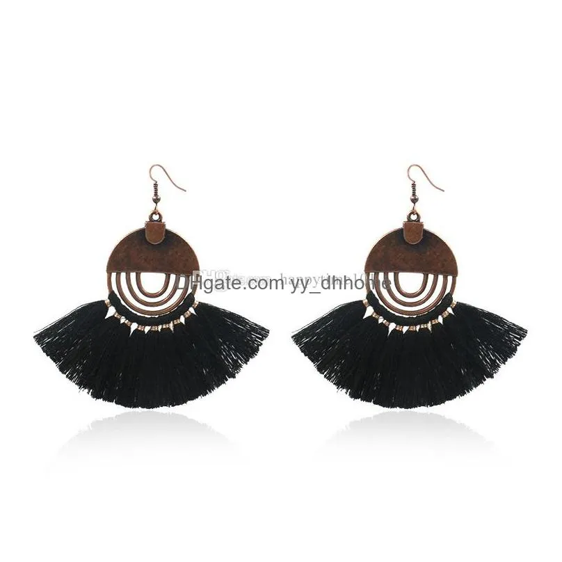 charm trendy bohemian scallop earrings tassel pendant earring handmade big hoop earrings women jewelry accessories